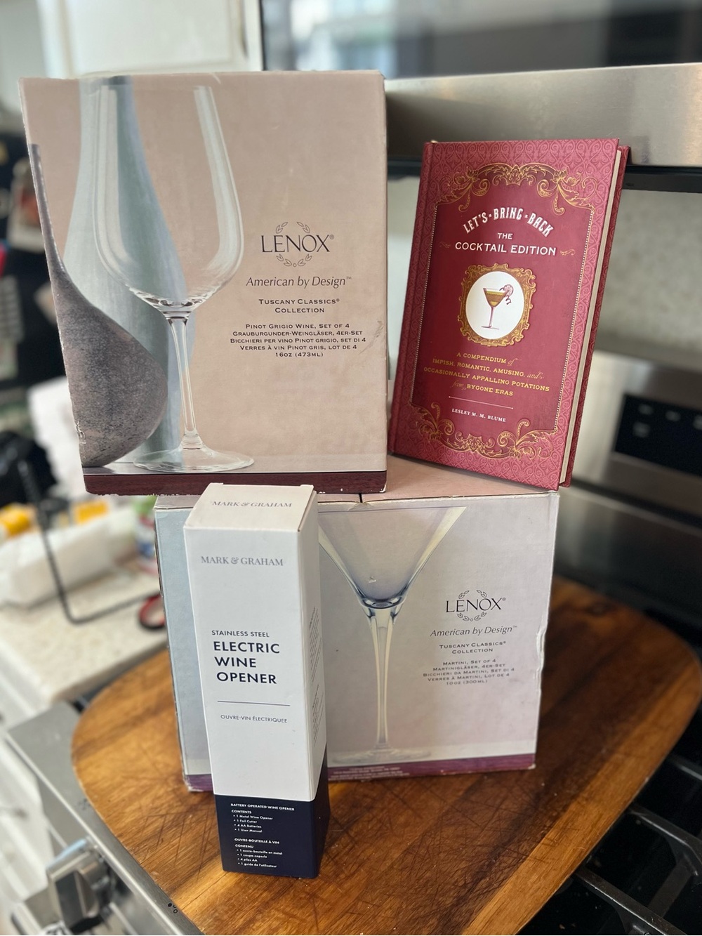 NIB Lenox Tuscany Classics 8pc Crystal Glass Set + BONUS Cocktail Book